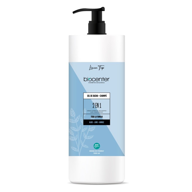 GEL DE DUCHA Y CHAMPÚ 2 EN 1 ECOLÓGICO - BIOCENTER TOP - ENVASE ECOFRIENDLY